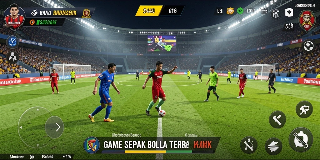 Screenshot gameplay <strong>3446</strong> menampilkan aksi seru di lapangan sepak bola.