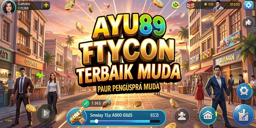 Tampilan gameplay AYU89 yang menarik dengan strategi manajemen bisnis.