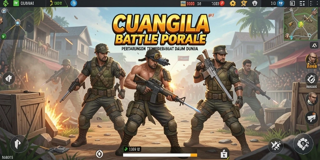 Tangkapan layar utama gameplay CUANGILA dalam aksi Battle Royale.