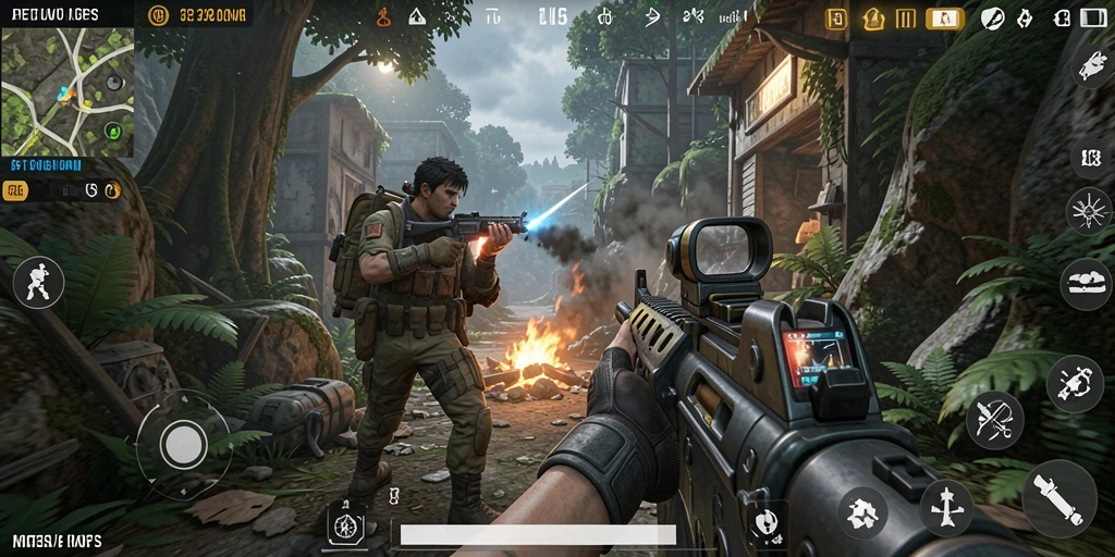 Tangkapan layar gameplay F08 menampilkan pertempuran TPS yang mendebarkan.