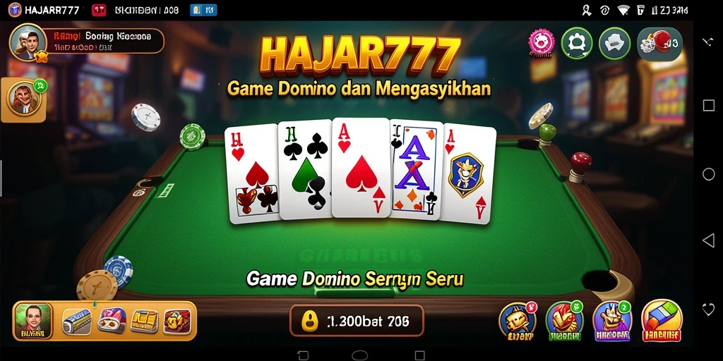 Tampilan seru gameplay Domino HAJAR777 dengan grafis yang menawan.