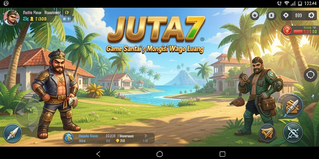 Tampilan gameplay JUTA7 yang ceria dan penuh warna.
