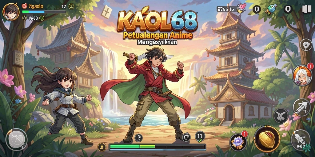 Tampilan gameplay menarik dari KAOL68 dengan karakter anime yang penuh warna.