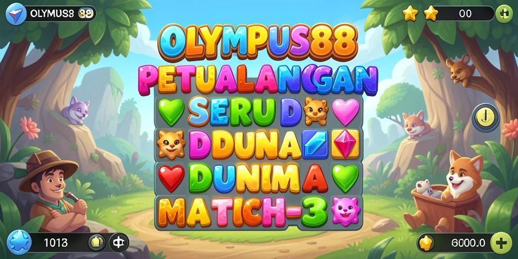 Tampilan gameplay seru dari OLYMPUS88 dalam aksi Match-3.