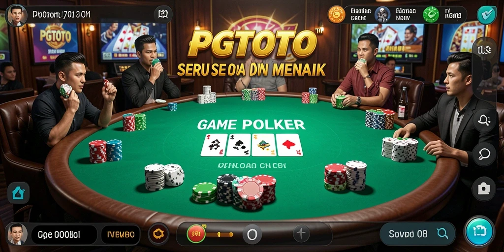 Tampilan layar depan PGTOTO memperlihatkan gameplay poker yang mendebarkan.