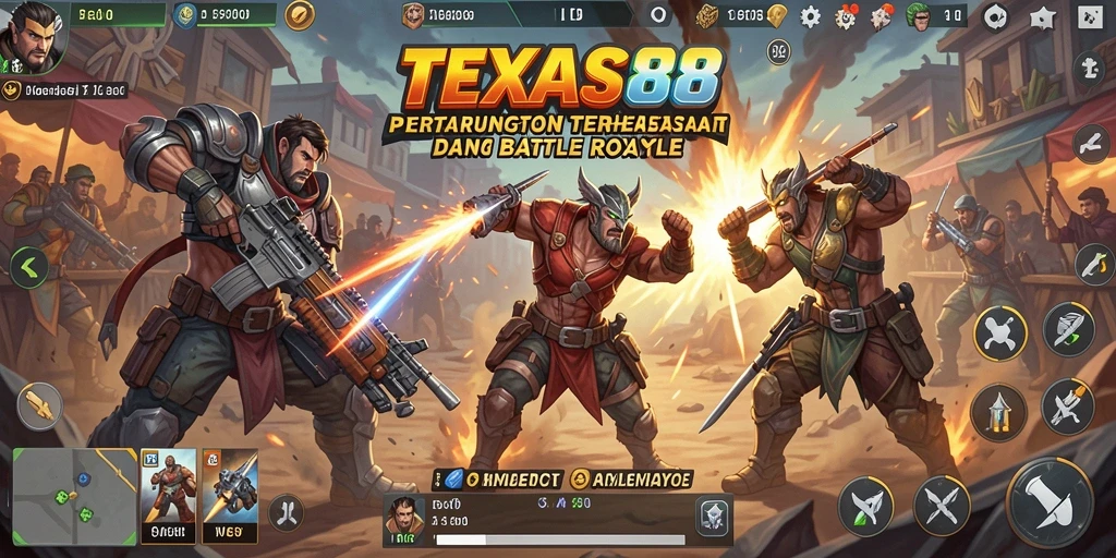 Tampilan gameplay TEXAS88 yang mendebarkan di arena Battle Royale.